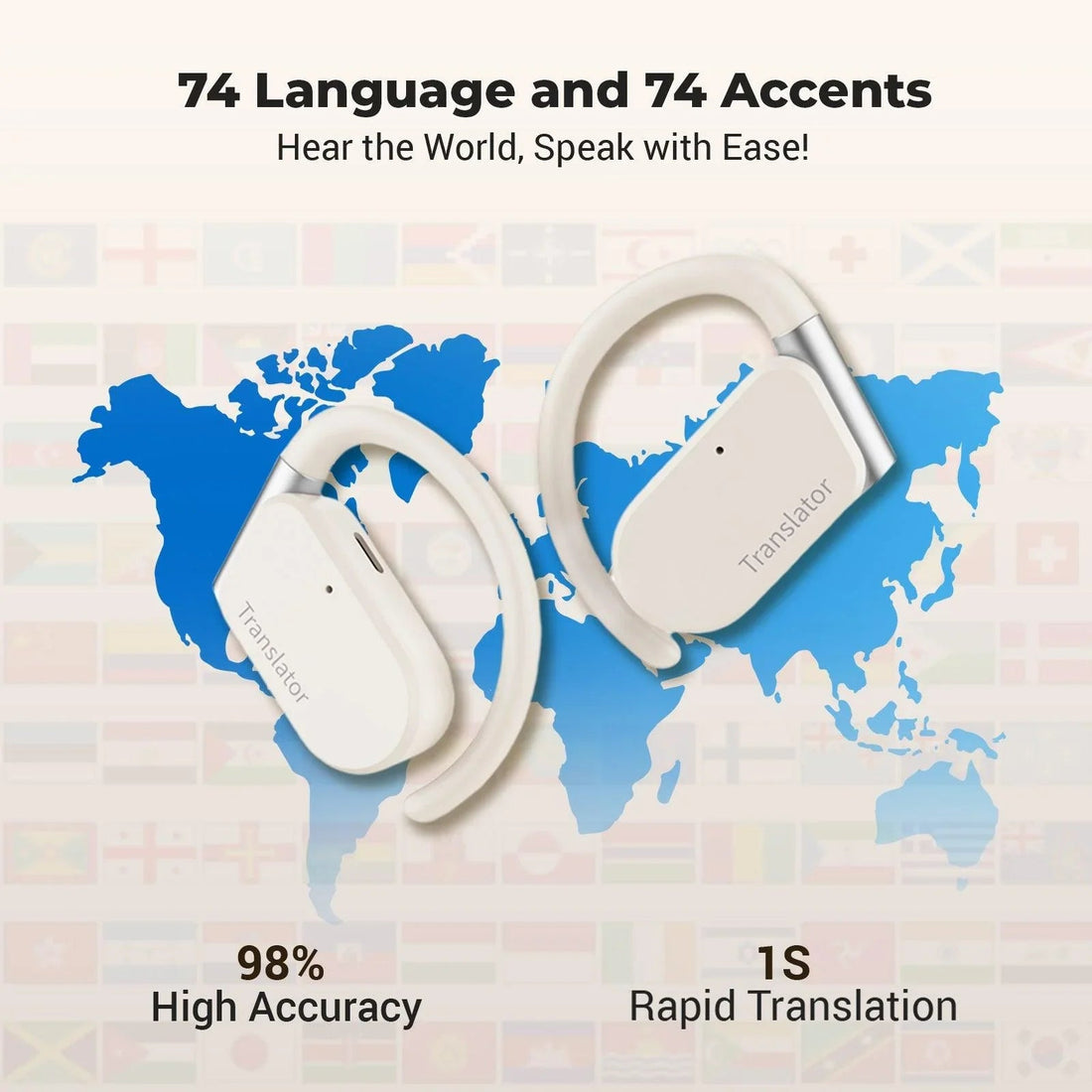 Polyverus® M9 Open-Ear AI Translator Earbuds – 144 Languages