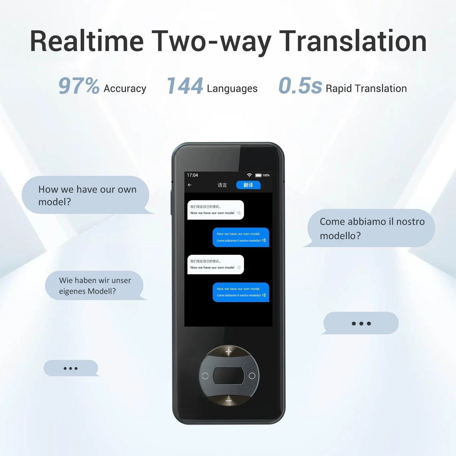 Polyverus® W10 Smart AI Translator – 144 Languages, Real-Time Offline Accuracy